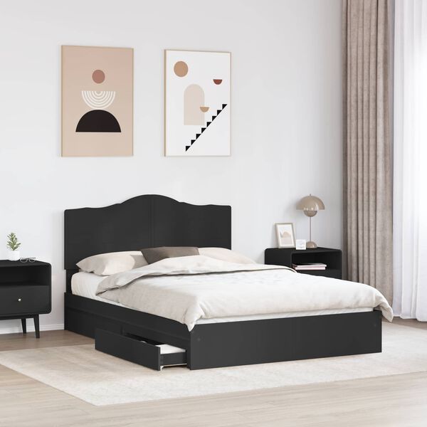 vidaXL Pat cu storage cu headboard Negru 150 x 200 cm Lemn compozit