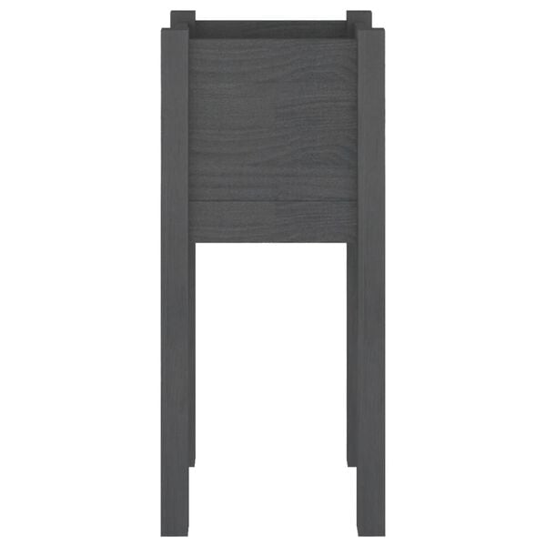vidaXL Jardinieră de grădină, gri, 31x31x70 cm, lemn masiv de pin