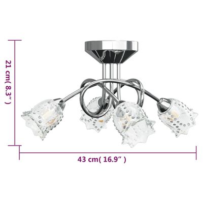 vidaXL Plafonieră cu abajururi de sticlă formă floare 4 becuri LED G9