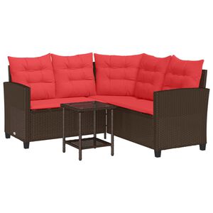 vidaXL Set de canapele de exterior 2 pcs Maro și roșu poliratan