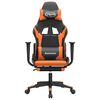vidaXL Scaun gaming masaj/suport picioare, negru/portocaliu, piele eco