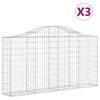 vidaXL Coșuri gabion arcuite 3 buc, 200x30x100/120 cm fier galvanizat