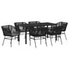 vidaXL Set de masă pentru grădină cu pernă 7 pcs Negru