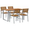 vidaXL Set de masă pentru grădină 5 buc. Gri Lemn Solid de Acacia