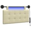 vidaXL Tăblie de pat suspendată Cu lumină LED Crem Piele artificială