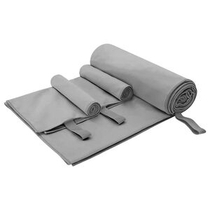 vidaXL Set de Prosoape Sport 3 buc. Gri &icirc;nchis 210 x 100 cm