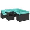 vidaXL Set de canapele pentru grădină 9 buc. Negru Poli Rattan