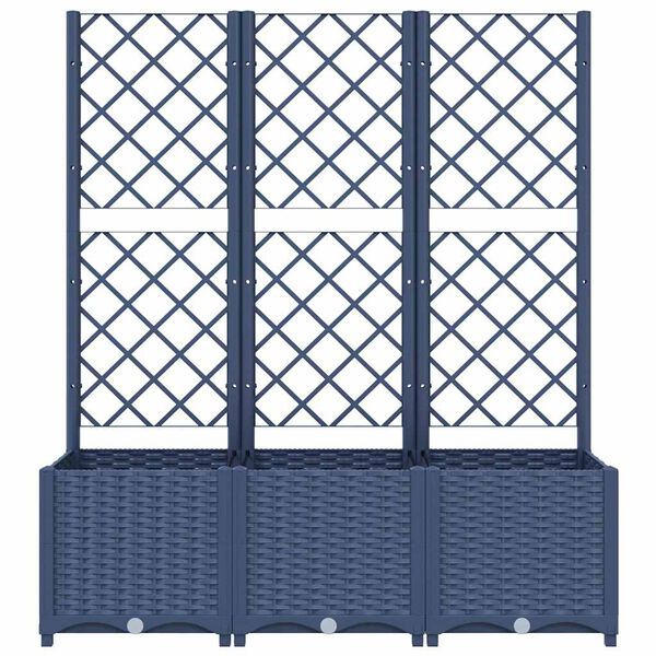 vidaXL Jardinieră de grădină cu spalier,albastru gri, 120x40x136 cm, PP