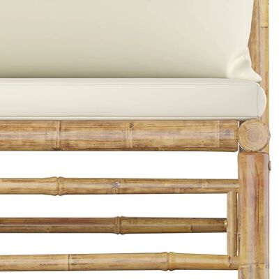 vidaXL Set mobilier de grădină, 4 piese, perne alb crem, bambus
