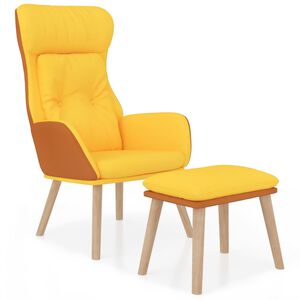 vidaXL Scaun relaxare cu taburet galben muștar piele ecologică/textil