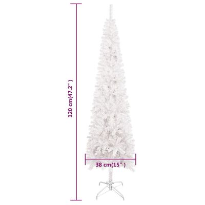 vidaXL Brad de Crăciun artificial subțire, alb, 120 cm
