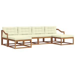 vidaXL Set de canapele de exterior cu pernă 6 pcs Natural și Crem