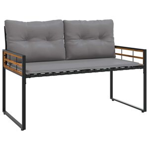 vidaXL Bancă cu strat din lemn 114 x 55 x 77 cm Gri deschis