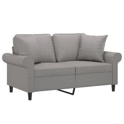 vidaXL Canapea cu 2 locuri, perne&pernuțe, gri deschis, 120 cm, textil
