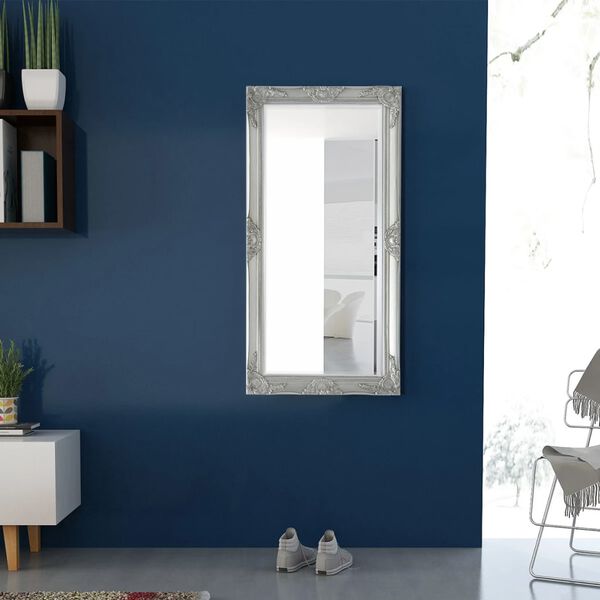 vidaXL Oglindă verticală &icirc;n stil baroc 120 x 60 cm argintiu