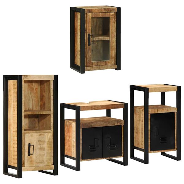 vidaXL Set de mobilier pentru baie 4 pcs Maro Lemn de mango solid