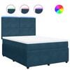 vidaXL Pat box spring cu saltea, albastru, 160x200 cm, catifea
