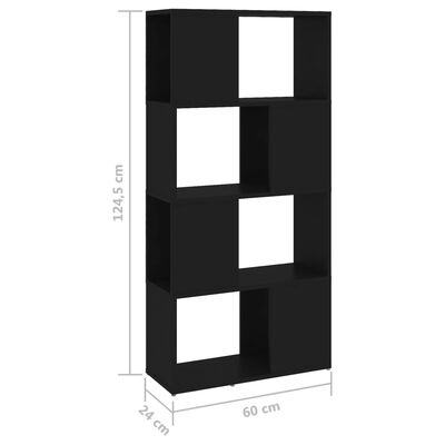 vidaXL Bibliotecă/Separator cameră, negru, 60x24x124,5 cm, PAL