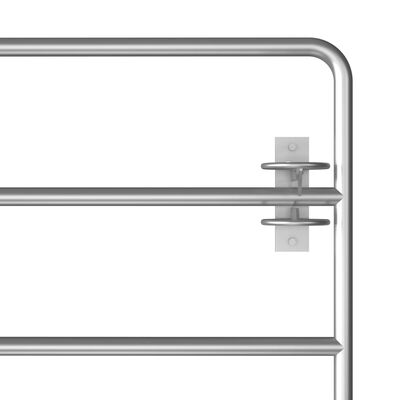 vidaXL Poartă de câmp cu 5 bare, argintiu, (150-400) x 90 cm, oțel
