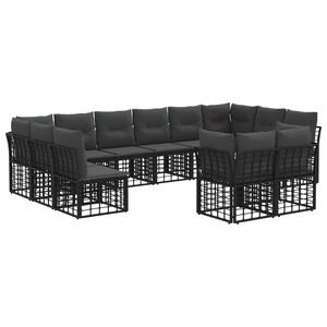vidaXL Set de canapele de exterior Negru și Gri &icirc;nchis Poliester