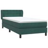 vidaXL Pat box spring cu saltea, verde &icirc;nchis, 90x210 cm, catifea