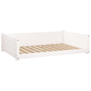vidaXL Pat pentru c&acirc;ini, alb, 105,5x75,5x28 cm, lemn masiv de pin