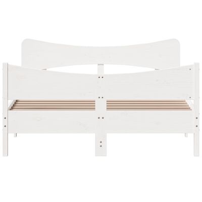 vidaXL Cadru de pat cu tăblie, alb, 140x200 cm, lemn masiv de pin