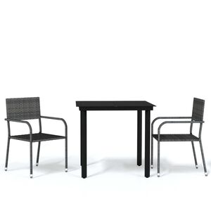 vidaXL Set de mobilier pentru grădină, 3 piese, gri