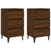vidaXL Noptiere cu picioare metalice 2 buc. stejar maro 40x35x69 cm