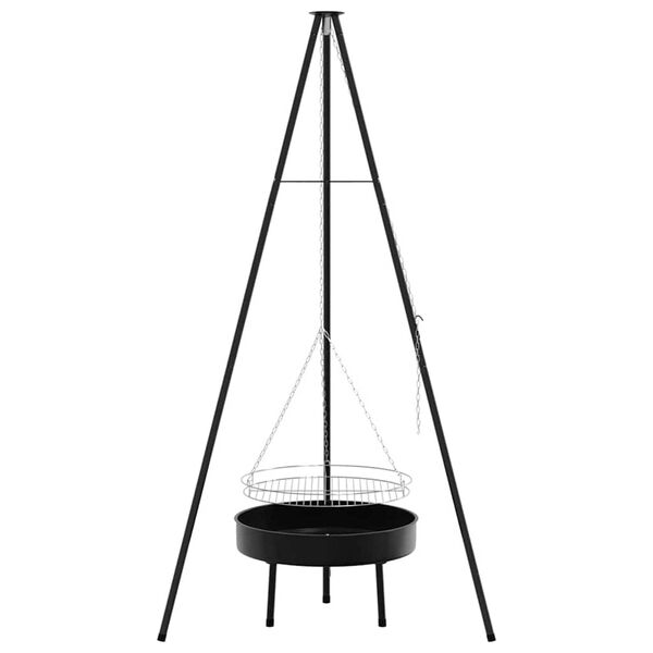 vidaXL Treppied pentru foc de tabără Negru 92 x 92 x 171.5 cm Metal