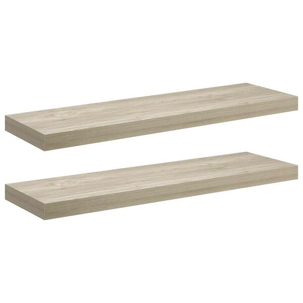 vidaXL Rafturi de perete suspendate 2 buc., stejar, 80x23,5x3,8 cm MDF