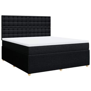 vidaXL Pat box spring cu saltea, negru, 180x200 cm, catifea