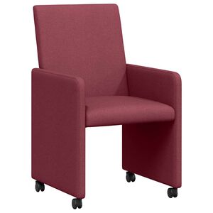 vidaXL Scaune de dining cu roți 2 pcs bordo 57 x 66 x 94 cm țesătură