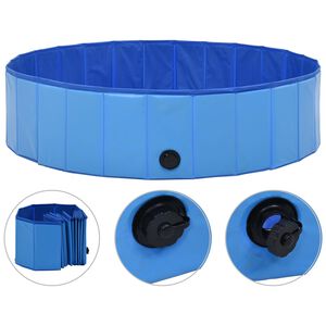 vidaXL Piscină pentru c&acirc;ini pliabilă, albastru, 120 x 30 cm, PVC