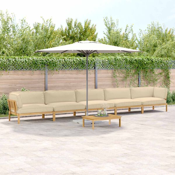 vidaXL Set de canapea cu pernă Simplu 6 pcs Bej Lemn Solid de Acacia