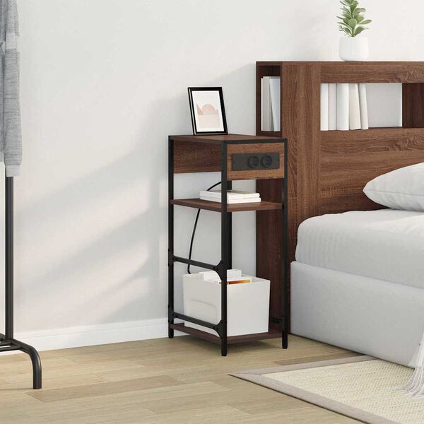 vidaXL Dulap de noapte Stejar &icirc;nchis 40 x 27 x 76 cm Lemn compozit