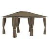 vidaXL Pavilion de grădină cu perdele, gri taupe, 4 x 3 m, 180 g/m&sup2;