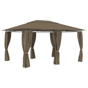 vidaXL Pavilion de grădină cu perdele, gri taupe, 4 x 3 m, 180 g/m&sup2;