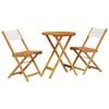 vidaXL Set mobilier bistro, 3 piese, textil alb crem/lemn masiv