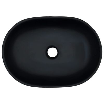 vidaXL Lavoar de blat, negru și gri, 47x33x13 cm, ceramică, oval