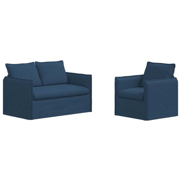 vidaXL Set de canapea 2 pcs albastru 196 x 82 x 85 cm țesătură