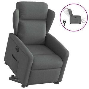 vidaXL Fotoliu electric rabatabil cu ridicare, gri &icirc;nchis, textil