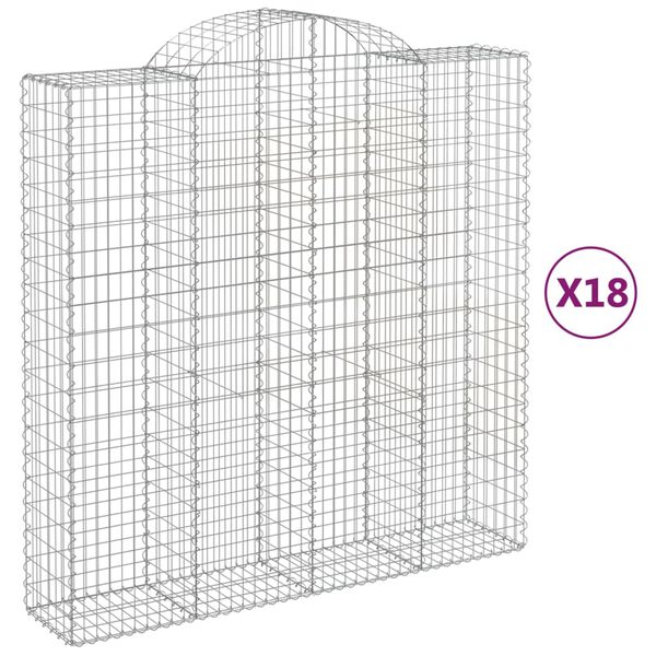 vidaXL Coșuri gabion arcuite, 18 buc 200x50x200/220cm, fier galvanizat