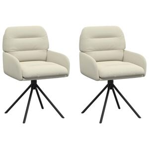 vidaXL Scaune de dining rotative 2 buc. Piele artificială Crem