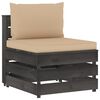vidaXL Set mobilier grădină, 3 piese, cu perne, gri, lemn impregnat