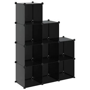 vidaXL Organizator cub de depozitare, 9 cuburi, negru, PP
