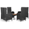 vidaXL Set mobilier de grădină cu perne, 5 piese, negru, poliratan