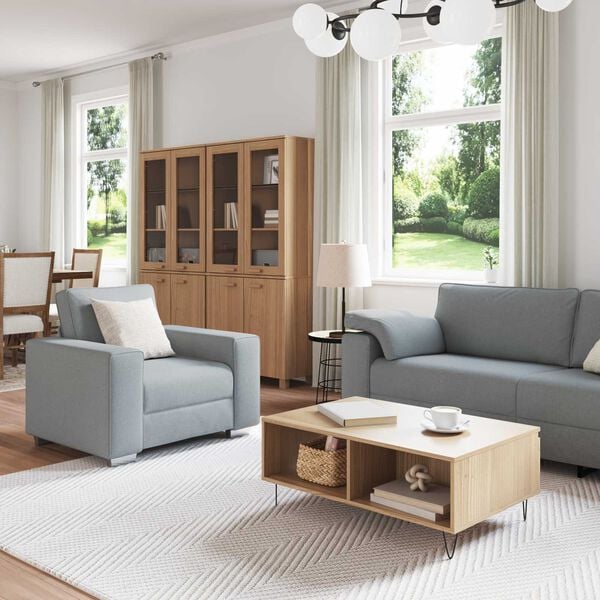 vidaXL Canapea 3 pcs Gri deschis 219 x 80 x 82 cm