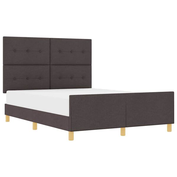 vidaXL Cadru de pat cu headboard Maro &icirc;nchis 140 x 200 cm țesătură