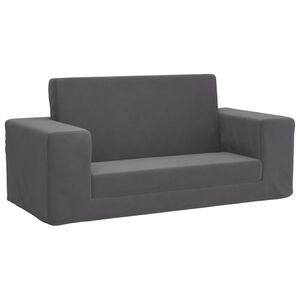 vidaXL Canapea extensibilă de copii cu 2 locuri, antracit, pluș moale